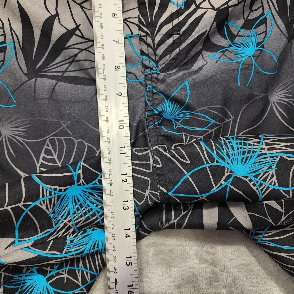 Islander Swim Trunks Mens M Gray Blue Floral‎ Lined Elastic Waist Beach Summer